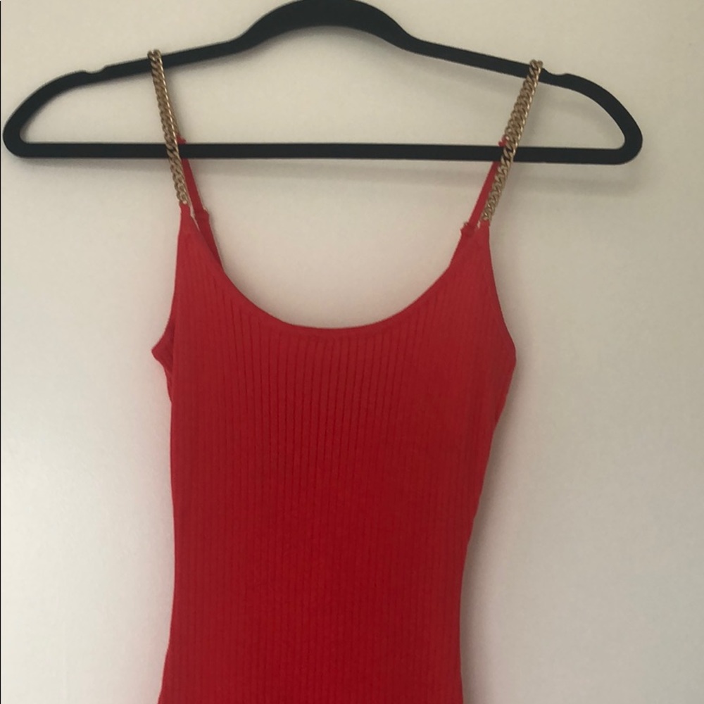 Brand new red dress with gold straps